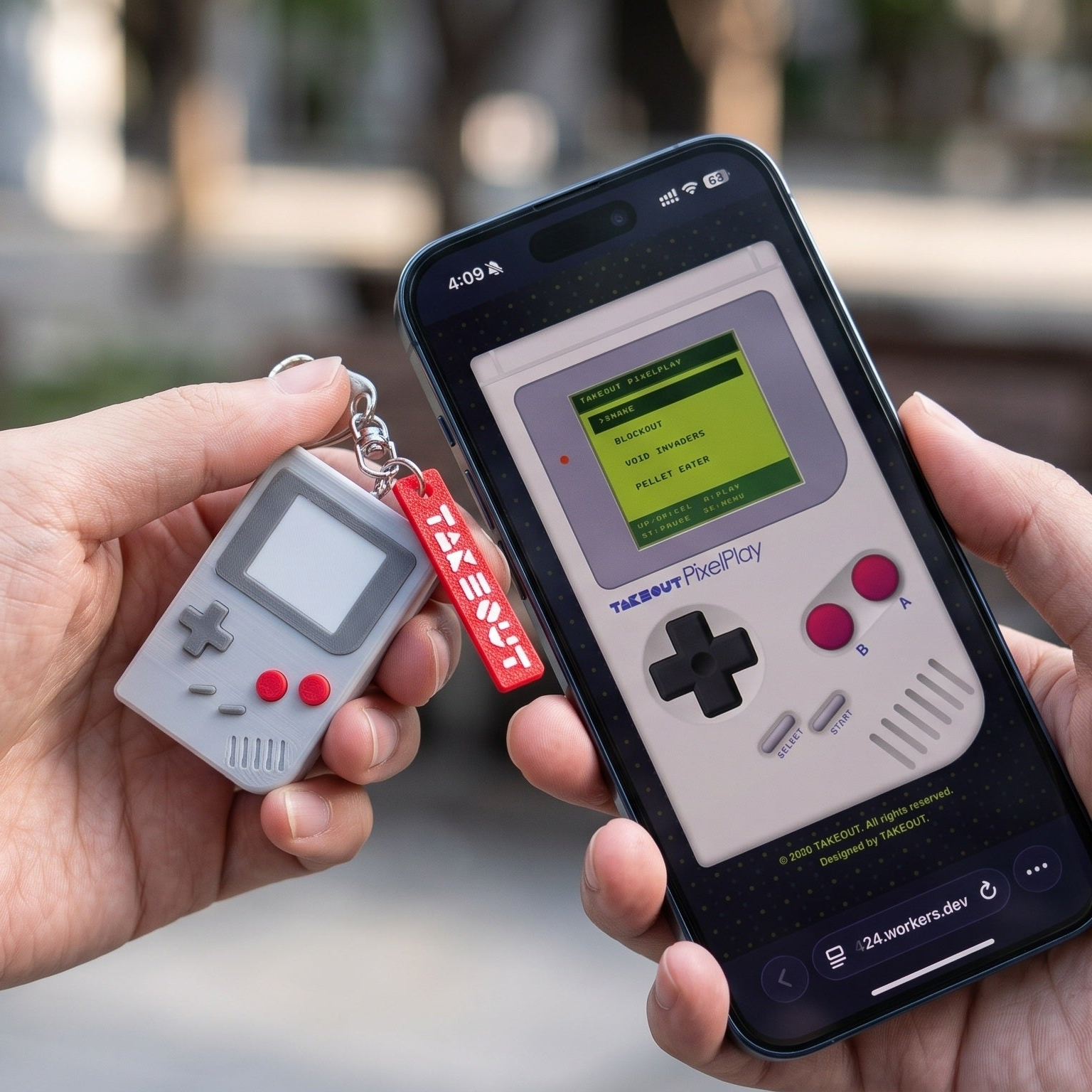 PixelPlay NFC Keychain <br> 4-in-1 Retro Arcade